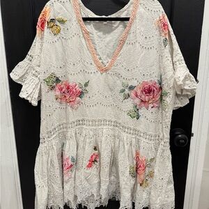 Gypsy Queen Embroidered Drop Waist Mini Dress